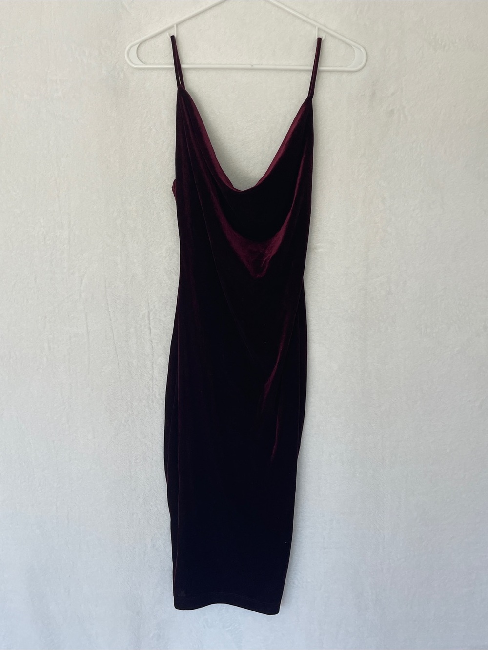NWT Lulus Sz Small Burgundy Red Velvet Cowl Neck Bodycon Formal Dress